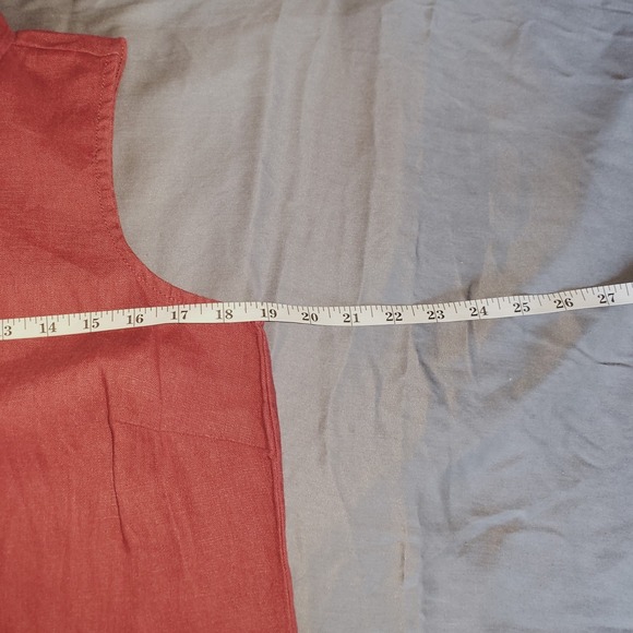 Garnet Hill Women's Dress  Linen Sleeveless Red Button Front Casual Shift Size 6 - Picture 6 of 14